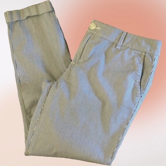 TOMMY Hilfiger Navy & White Pinstripe  Cropped‎ Cuffed Cropped Pants Size 4 - Picture 2 of 11